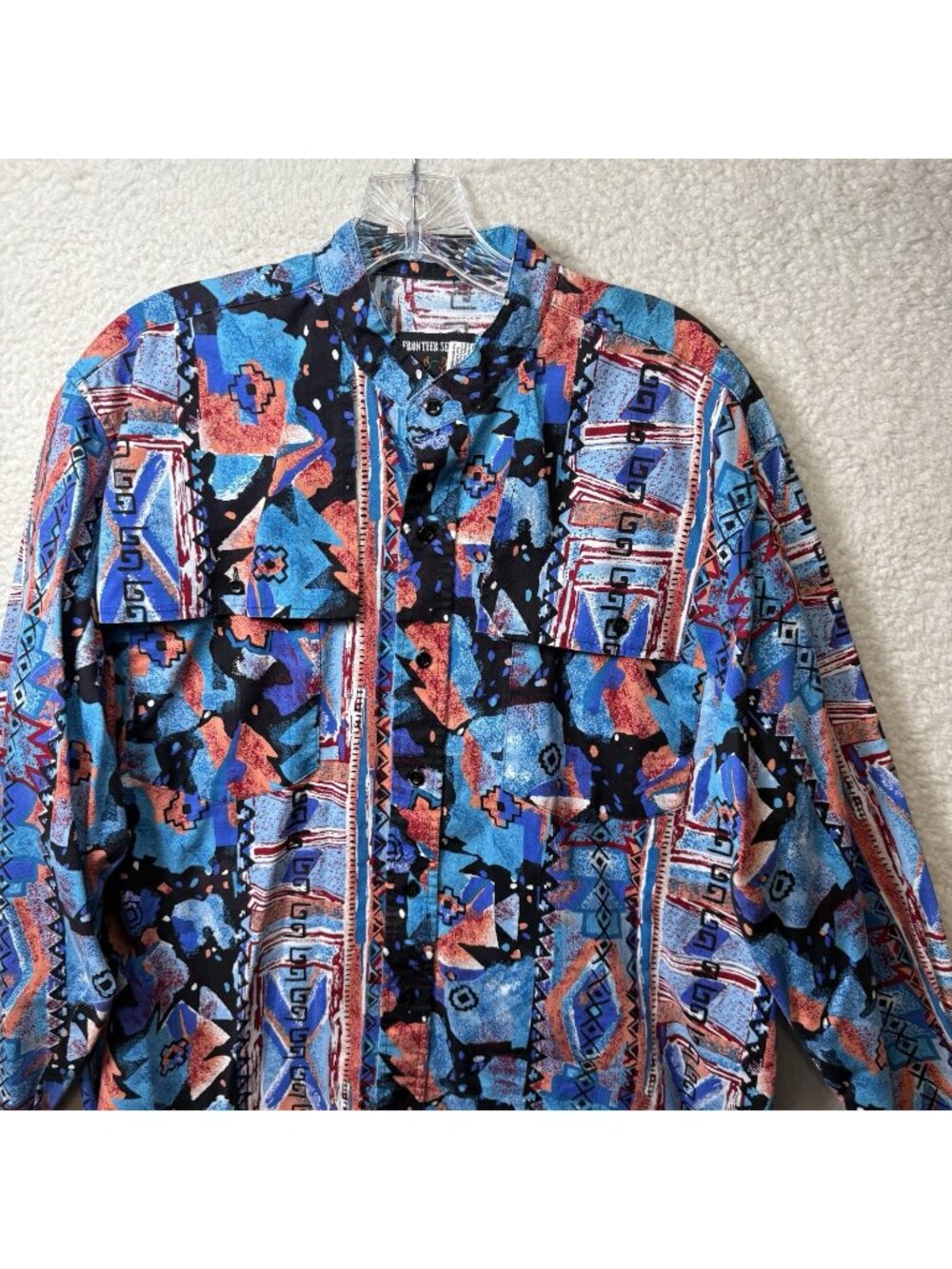 Frontier Series Shirt Large Tall LT Western Southwest Aztec Multicolor Vintage